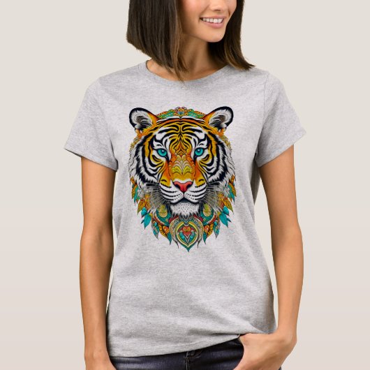 T-shirt Boho Hippie Floral Year of the Tiger Art (Devant)