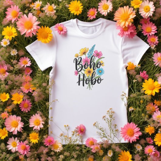 T-shirt Boho Hobo design bouquet de fleurs