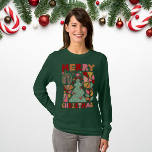T-shirt Boho Joyeux Noël Rétro Femme