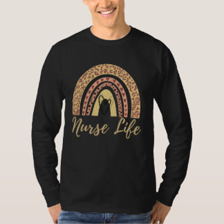T-shirt Boho Leopard Rainbow Nurse Life
