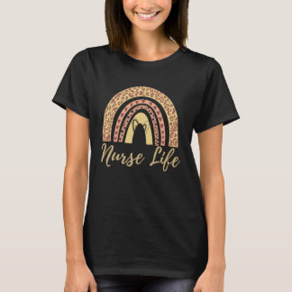 T-shirt Boho Leopard Rainbow Nurse Life