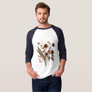 T-shirt Boho minimaliste séché Floral Art Imprimer
