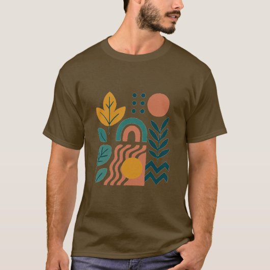 T-shirt Boho moderne Abstrait Nature Wall Art (Devant)