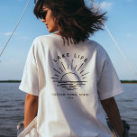 T-shirt Boho moderne minimaliste à vie de lac personnalisé<br><div class="desc">Vibes du lac Boho ! Portez la magie du coucher de soleil de la ville avec nos t-shirts uniques à vous. Personnalisé,  moderne et parfait pour vos vacances au lac. 🌅 👜 #LakeLifeStyle #BohoChic</div>