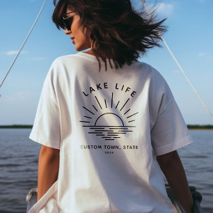 T-shirt Boho moderne minimaliste à vie de lac personnalisé