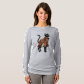 T-shirt Boho Patchwork Tee Graphique Chat Noir (Devant entier)