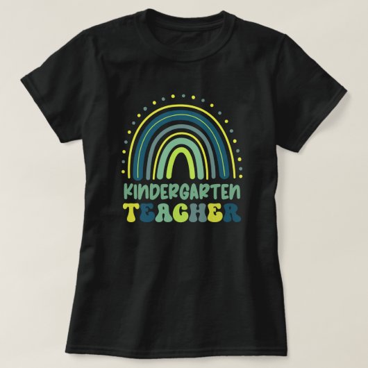 T-shirt Boho Rainbow Enseignant préscolaire vert bleu (Design devant)