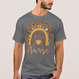 T-shirt Boho Rainbow Nurse School Nurse Boho Leopard Rainb