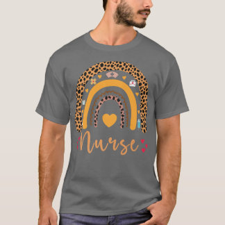 T-shirt Boho Rainbow Nurse School Nurse Boho Leopard Rainb