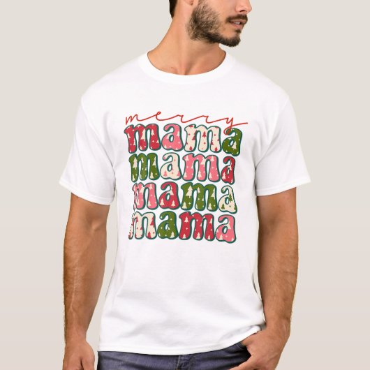 T-shirt Boho Retro Christmas Mama Mom Mother (Devant)
