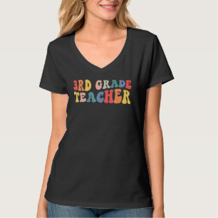 T-shirt Boho Retro Rainbow Enseignant 3e année Retour à l'