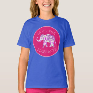 T-shirt Boho rose violet bonne chance Sauvez les éléphants