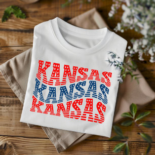 T-shirt Boho rouge et bleu du Kansas patriotique