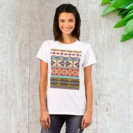T-shirt Boho Tribal Motif géométrique Sud-Ouest Aztec