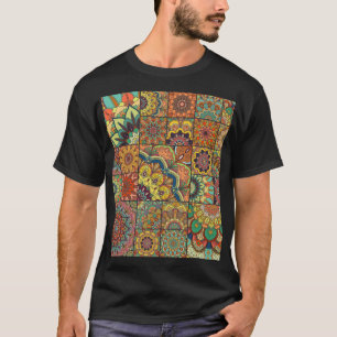 T-shirt Boho tuiles : patchwork coloré sans couture motif