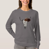 T-shirt Boho Western Floral Bull Skull femmes (Devant)