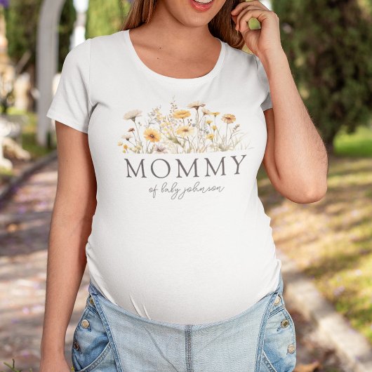T-shirt Boho Wildflowers Baby Shower Mommy