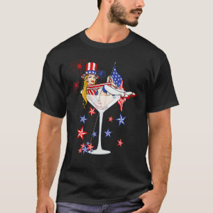 T-shirt Boire 4 juillet Martini Girl Freedom Vin Par