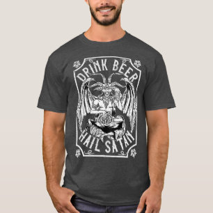 T-shirt Boire Bière Hail Satan I Satanic Baphomet I