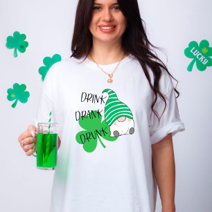 T-shirt Boire Boire Drunk Gnome Clover St. Patrick's Day