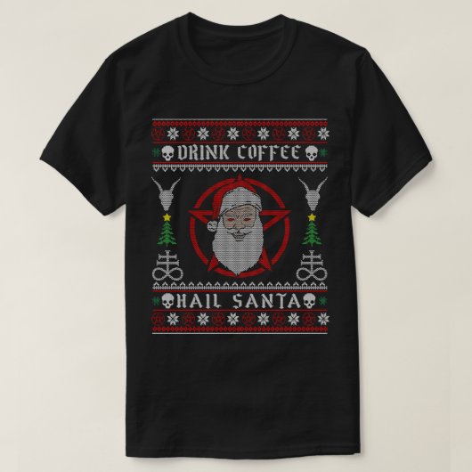 T-shirt Boire Coffee Hail Satan (Design devant)