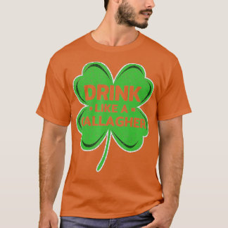 T-shirt Boire Comme Un Gallagher Clover Irlandais Saint Pa
