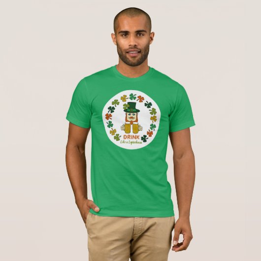 T-shirt Boire comme un Leprechaun (Devant entier)