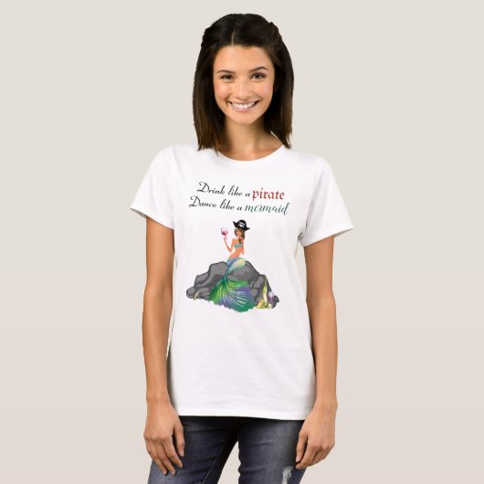 T-shirt Boire Comme Une Danse Pirate Comme Un Vin De Sirèn (Devant entier)