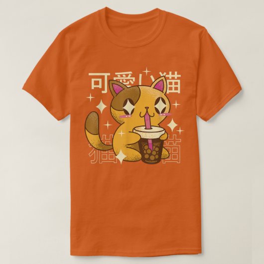 T-shirt Boire de chat Bubble Thé Boire Japon (Design devant)