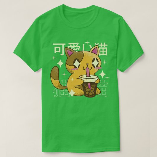 T-shirt Boire de chat Bubble Thé Boire Japon (Design devant)