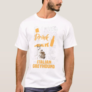 T-shirt Boire de la bière et pendre avec mon chien italien