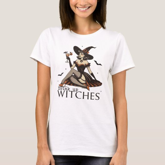 T-shirt Boire des sorcières Retro Funny Halloween (Devant)