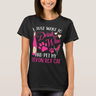 T-shirt Boire du vin et animal de compagnie My Devon Rex C