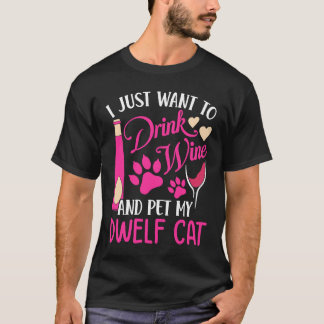 T-shirt Boire du vin et animal de compagnie My Dwelf Chat 