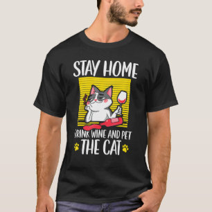 T-shirt Boire Du Vin Et Animaux De Compagnie Le Chat Vin B