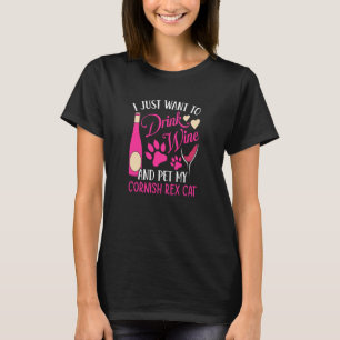 T-shirt Boire du vin et caresser ma chatte Cornish Rex Cat