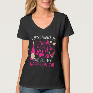 T-shirt Boire du vin et caresser mon chat Napoléon Humour