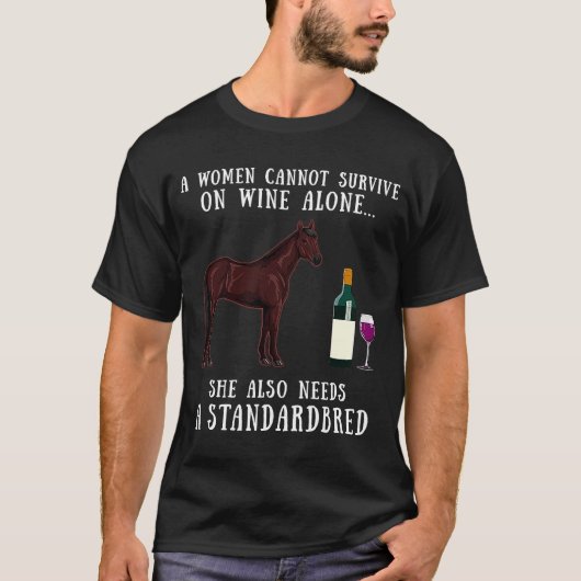 T-shirt Boire Du Vin Et Équitation À Cheval Standard (Devant)