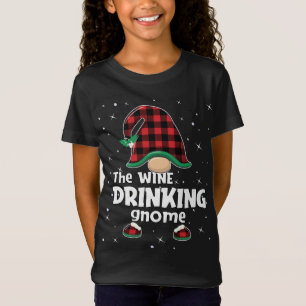 T-Shirt Boire Gnome Buffalo Plaid Correspondant Gi de Noël