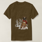 T-shirt Boire hiver Écharpe Chiens Forêt Neige Noël (Design devant)