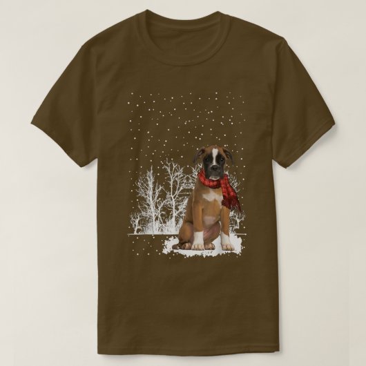 T-shirt Boire hiver Écharpe Chiens Forêt Neige Noël (Design devant)