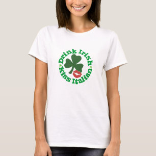 T-shirt Boire Irish Kiss Italian Red Lips Shamrock