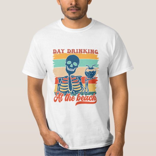 T-shirt 'Boire la journée à la plage", Design d'été (Devant)