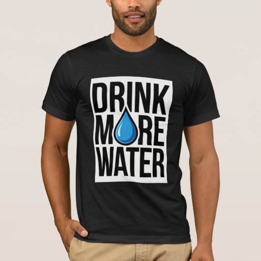 T-shirt BOIRE PLUS D'EAU avec une icône de goutte bleue (Devant)