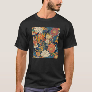 T-shirt Bois de fleurs japonais rétro Abstrait Pa