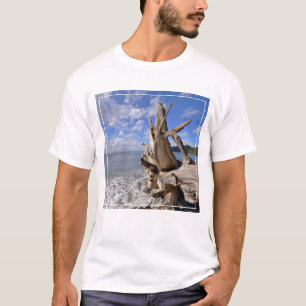 T-shirt Bois de flottage sur Shoreline de plage française