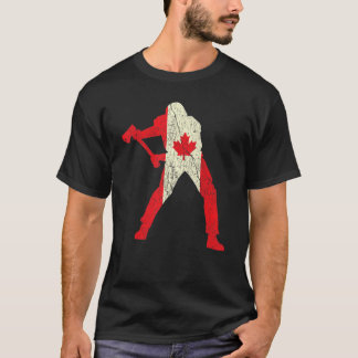 T-shirt Bois de sciage en état de détresse Fier Canadien F