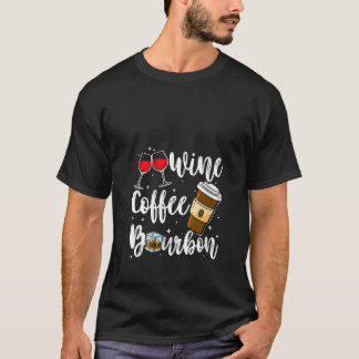 T-shirt Boisson Alcoolique Femmes Vin Café Bourbon Drinker