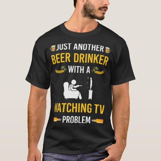 T-shirt Boisson de bière regarder la télévision (Devant)