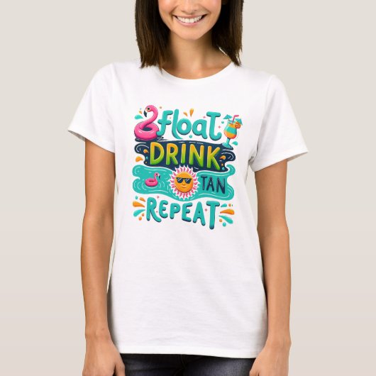 T-shirt Boisson flottante tan répéter (Devant)